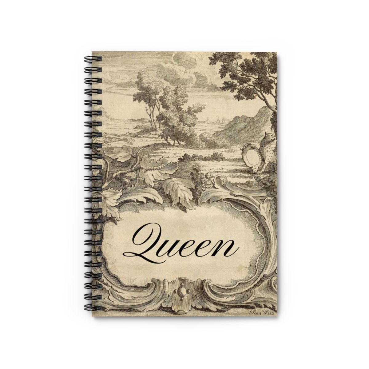 French Toile “Queen” Spiral Notebook - Ruled Line (Parchment Color)
