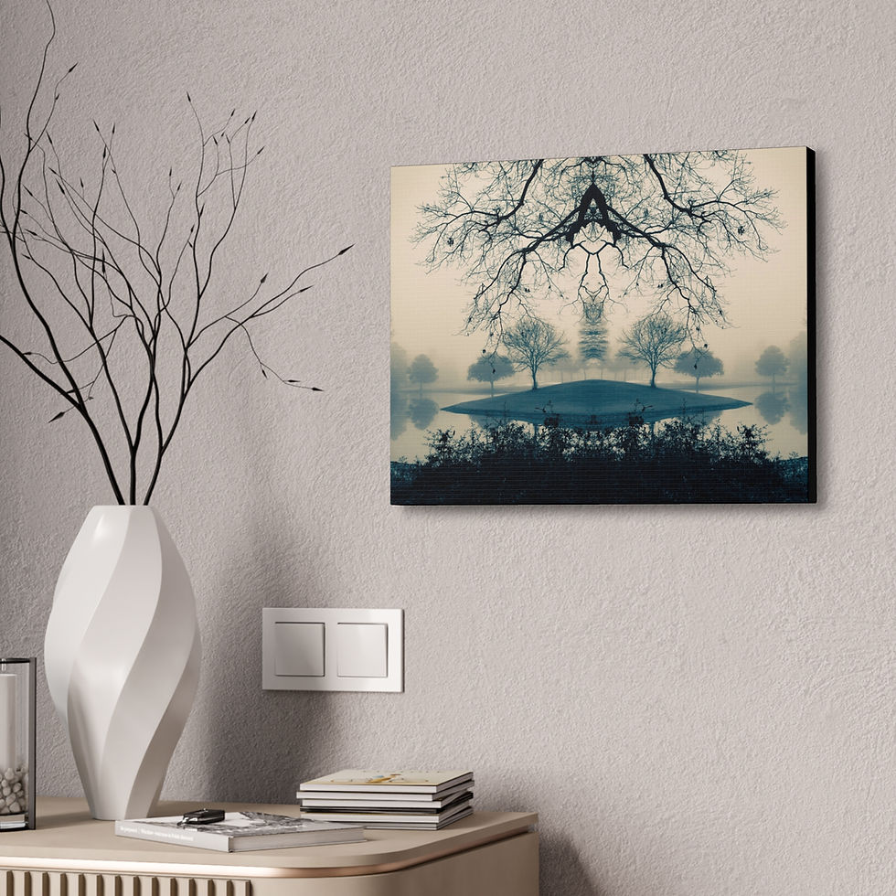Thumbnail: Cyano Island Canvas Print — Surreal Tree Reflection Wall Art (7 sizes)