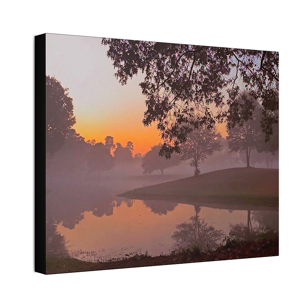 Thumbnail: Sunrise Mist Canvas Print: Tranquil Lakeside Wall Art Stretched 1.5", 6 variants