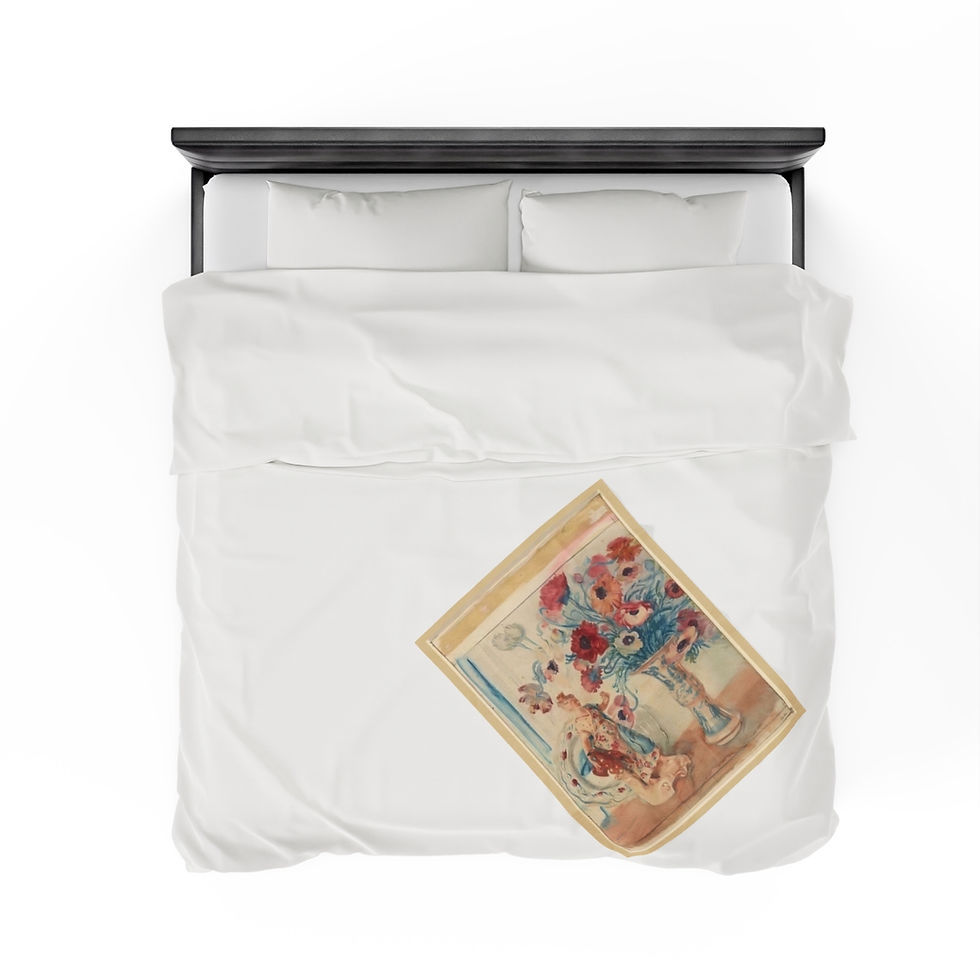 Thumbnail: Lady With A Blue And White Vase - Velveteen Plush Blanket (3 sizes)