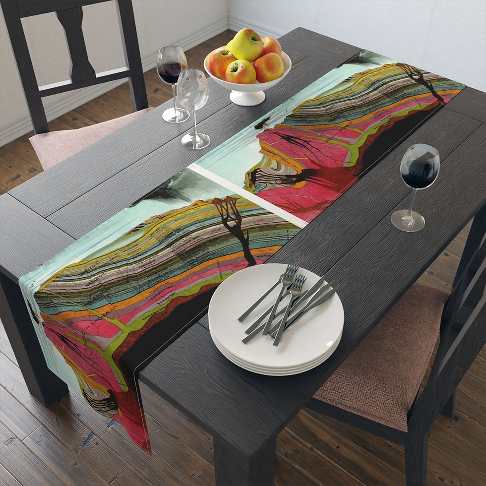 Geographical Volcano Chart Table Runner (Cotton or Poly)