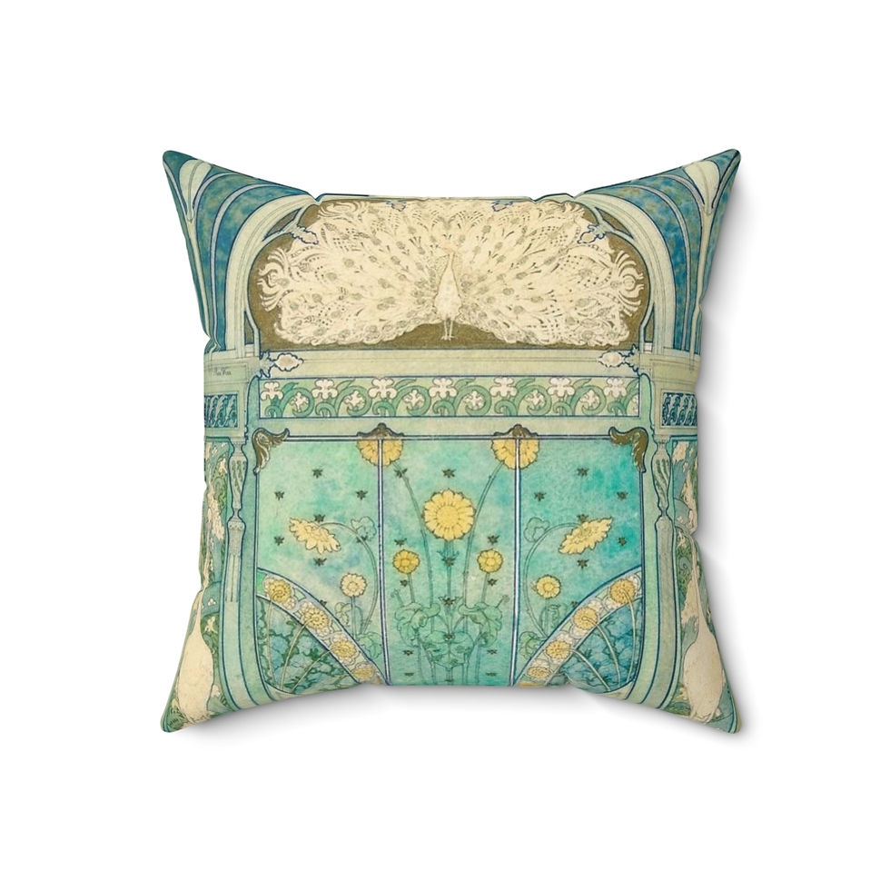 Thumbnail: Peacock and Herons Faux Suede Square Pillow (4 sizes)