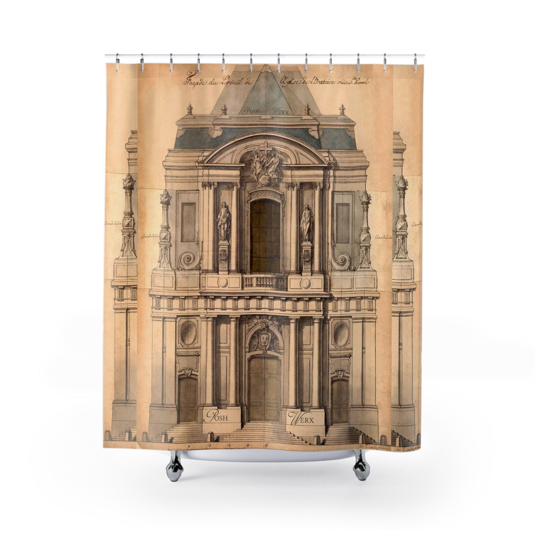Chateau With Slate Blue Roof Shower Curtain