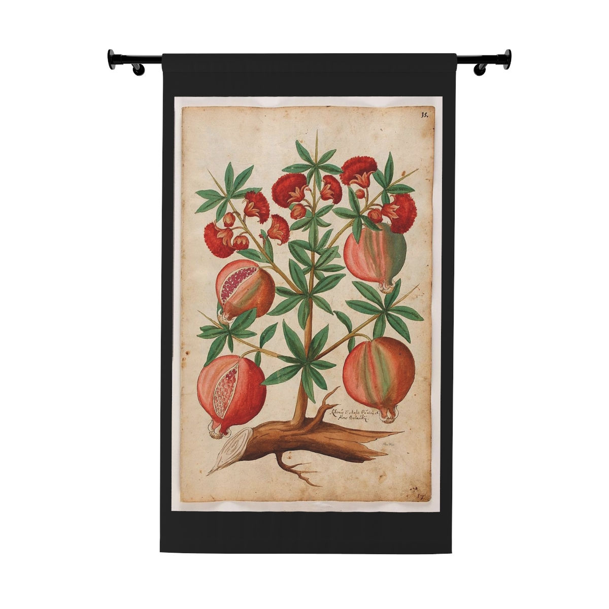Antique Pomegranate Print Black Out Window Curtains (1 Piece)
