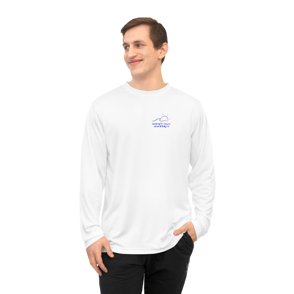 Thumbnail: Logo left chest and large on back UPF 30 Long Sleeve White Shirt Sun Wave Logo 