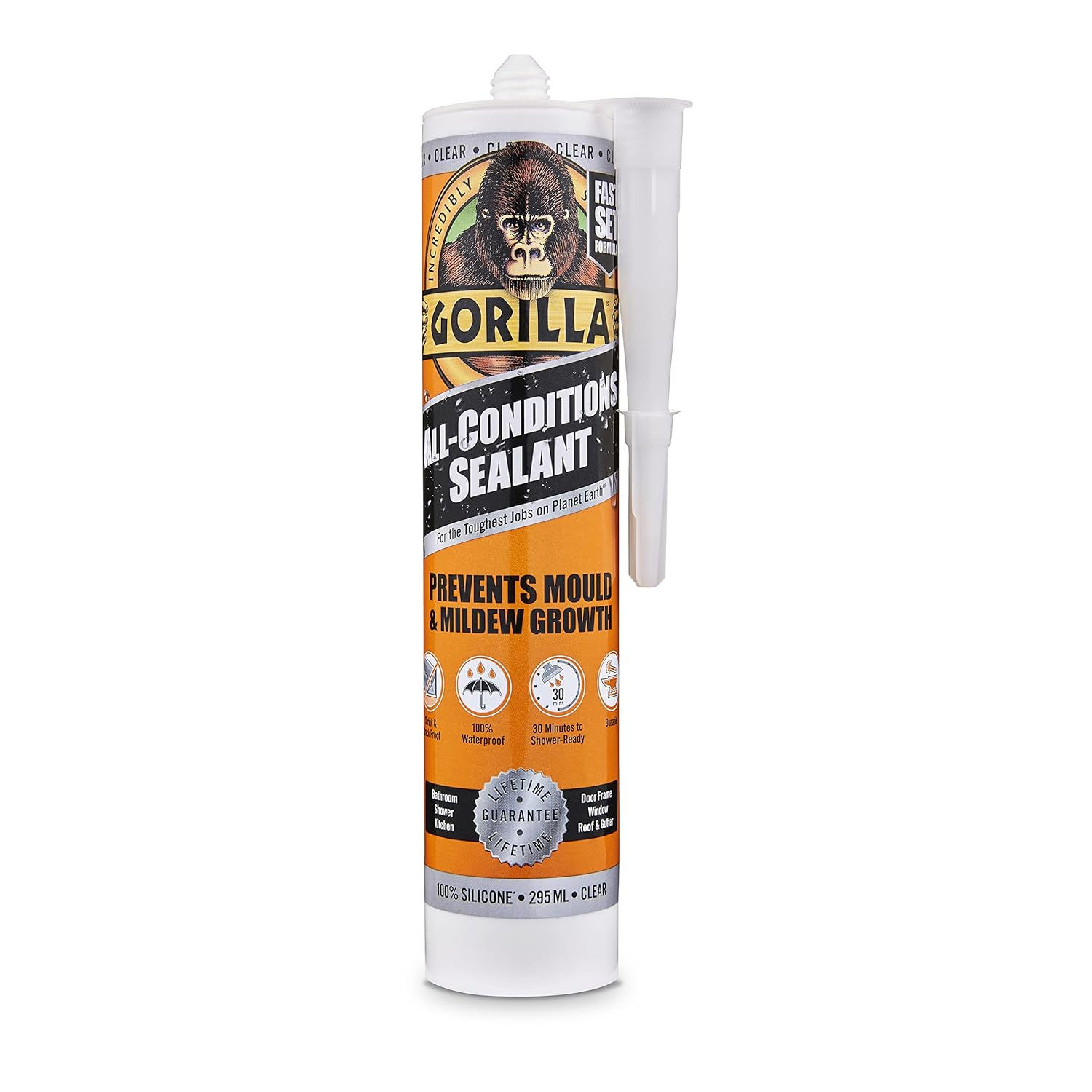 Gorilla All Conditions Sealant Silicone Clear 295ml