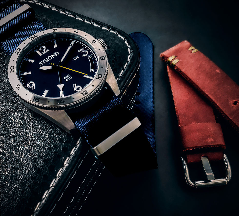 Thumbnail: STROND SSC-101 GMT Concorde watch, All Stainless Steel & Blue with a collection of other things
