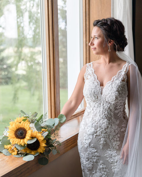 Sunflower Bridal Bouquet - Natural Light Wedding Photography