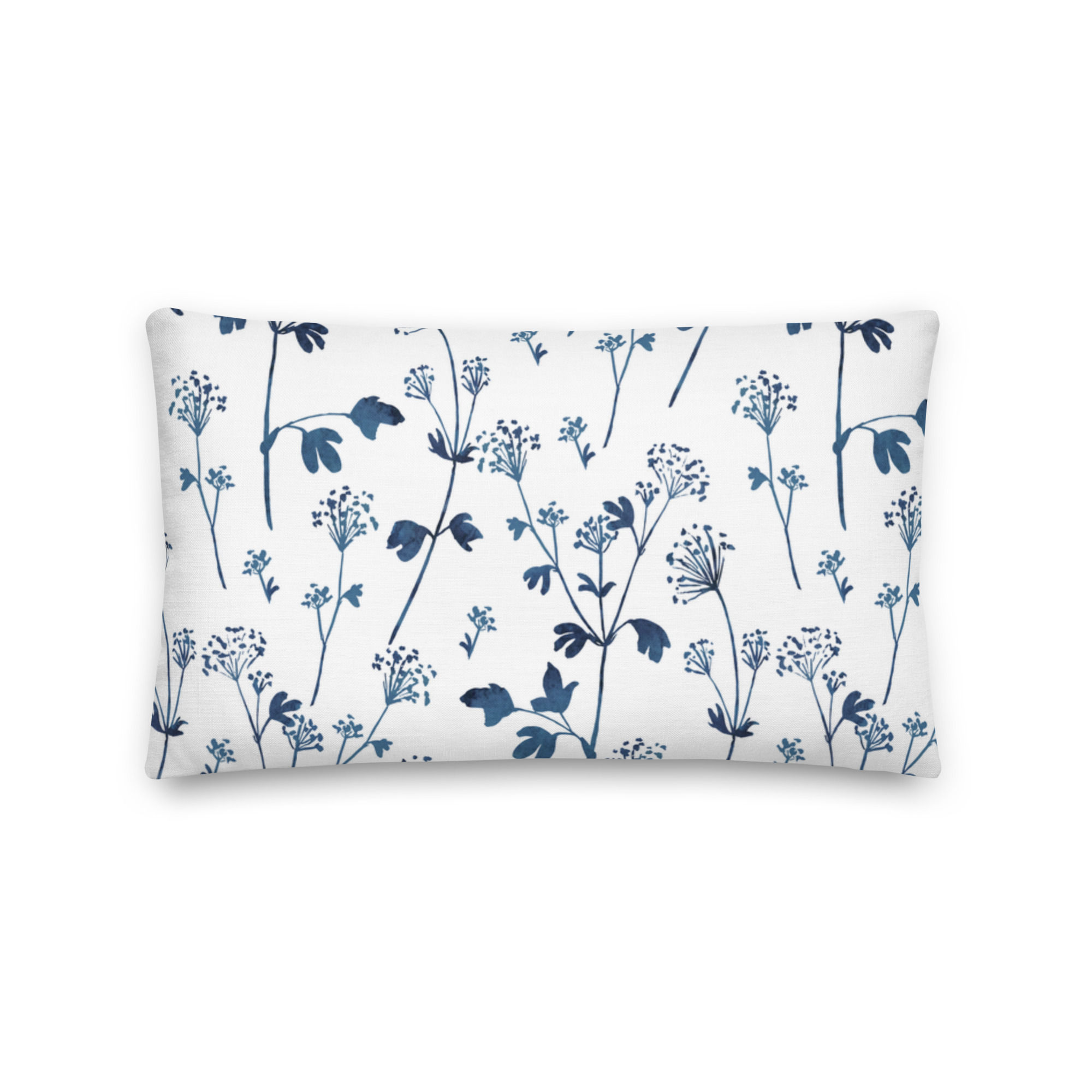 Blue Flowers Premium Pillow 20"x12"