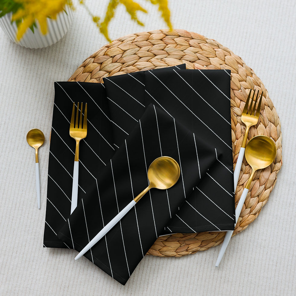 Black & White Pinstripe Cloth Napkin Set