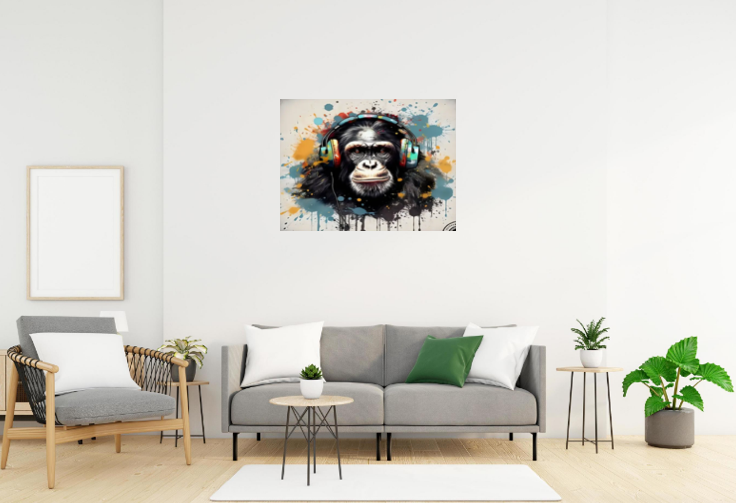 tableau abstrait du singe au casque, art moderne