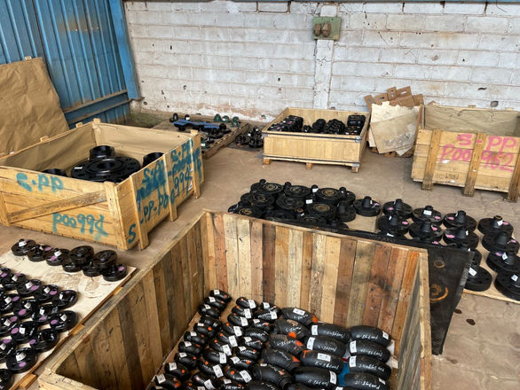 One of Anecan Pratama Jaya's fitting storage for a past project which shows a lot of client supplied small bore pipe fittings (elbow, tee, flanges, etc)