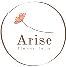 Arise logo in circle with peach colored flower