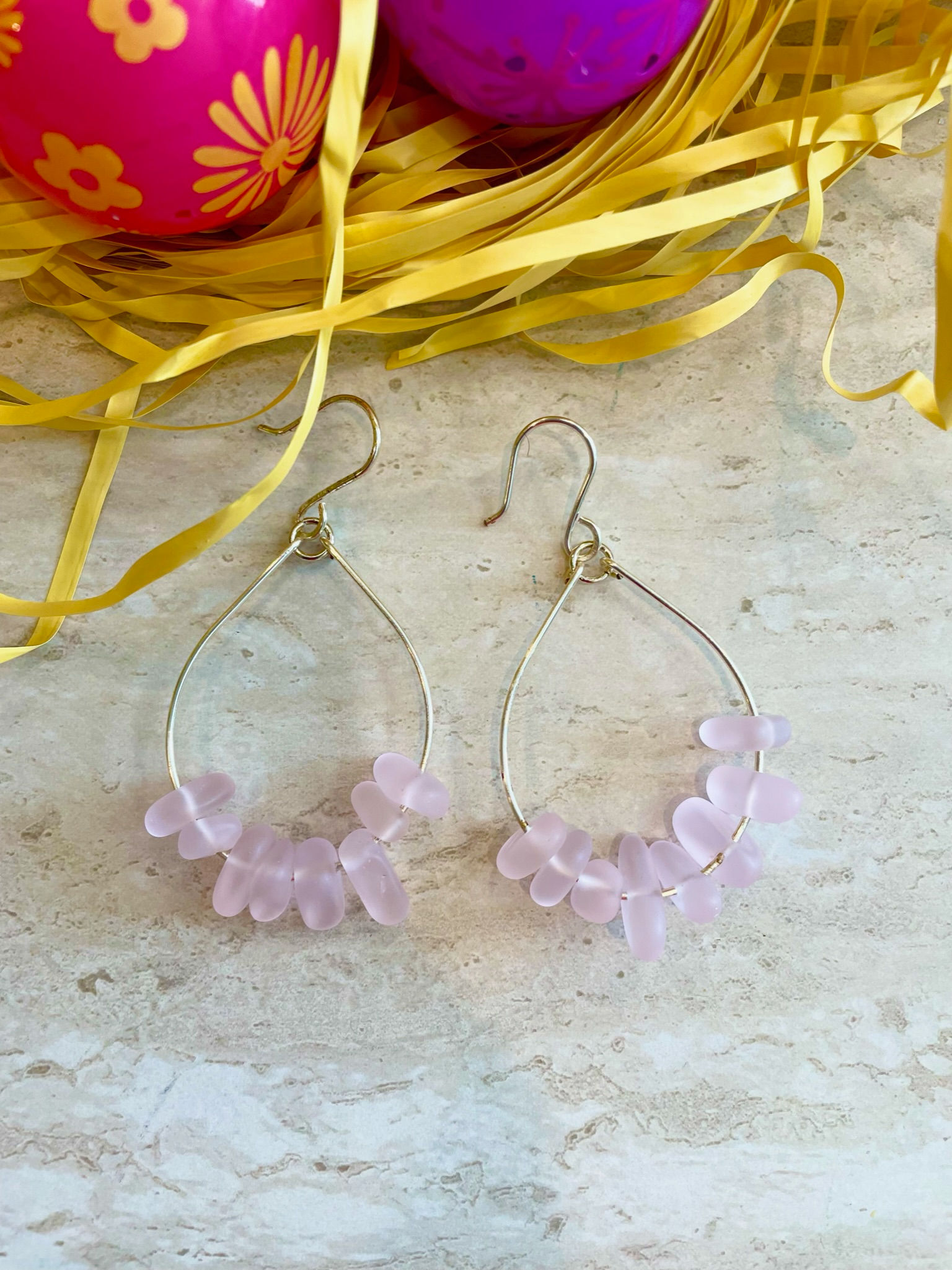 Pink Seaglass Teardrop