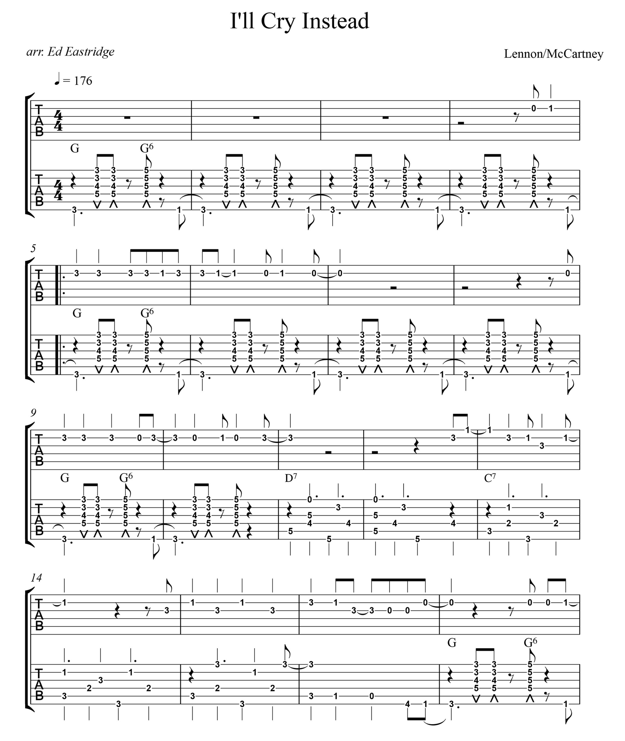 I'll Cry Instead Guitar Duo Tab