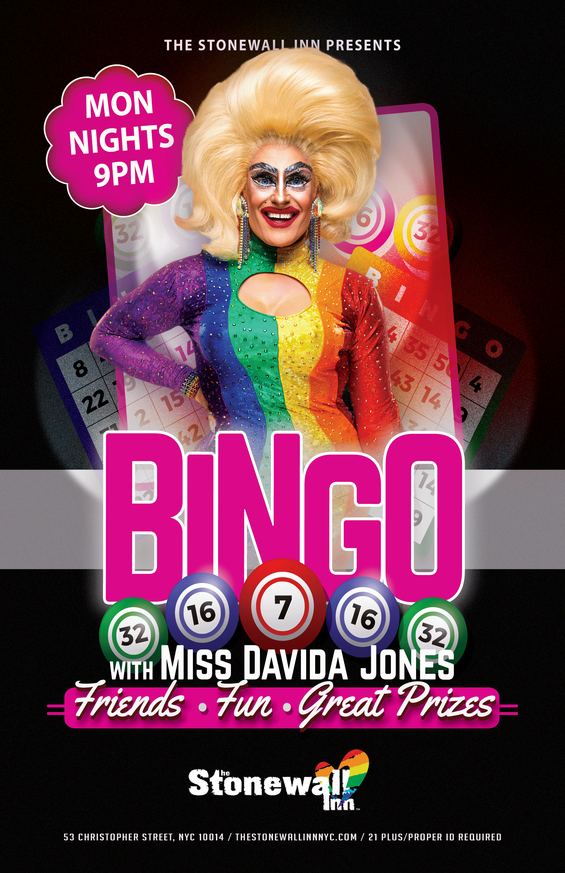 Miss Davida Jones hosts bingo at The Stonewall Inn, New York City