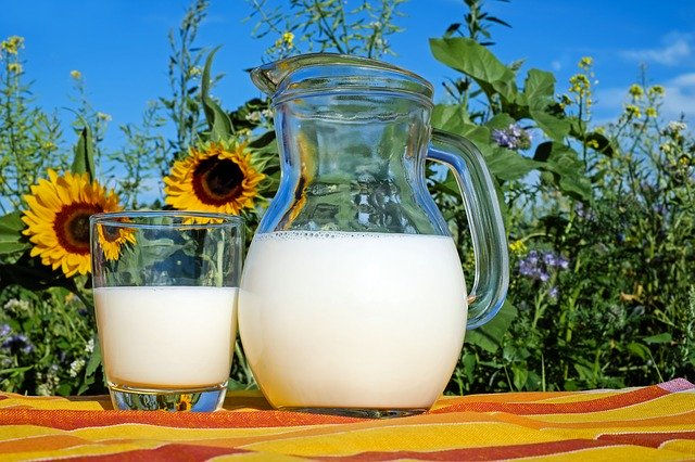 Milk in glass and jar