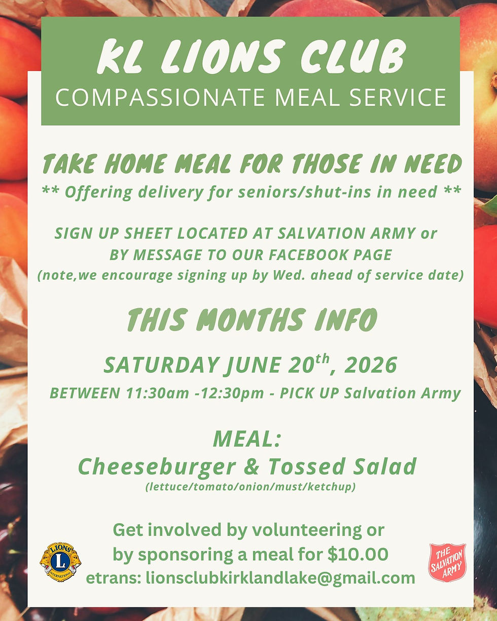 KL Lions Compassionate Meal Service: June 20