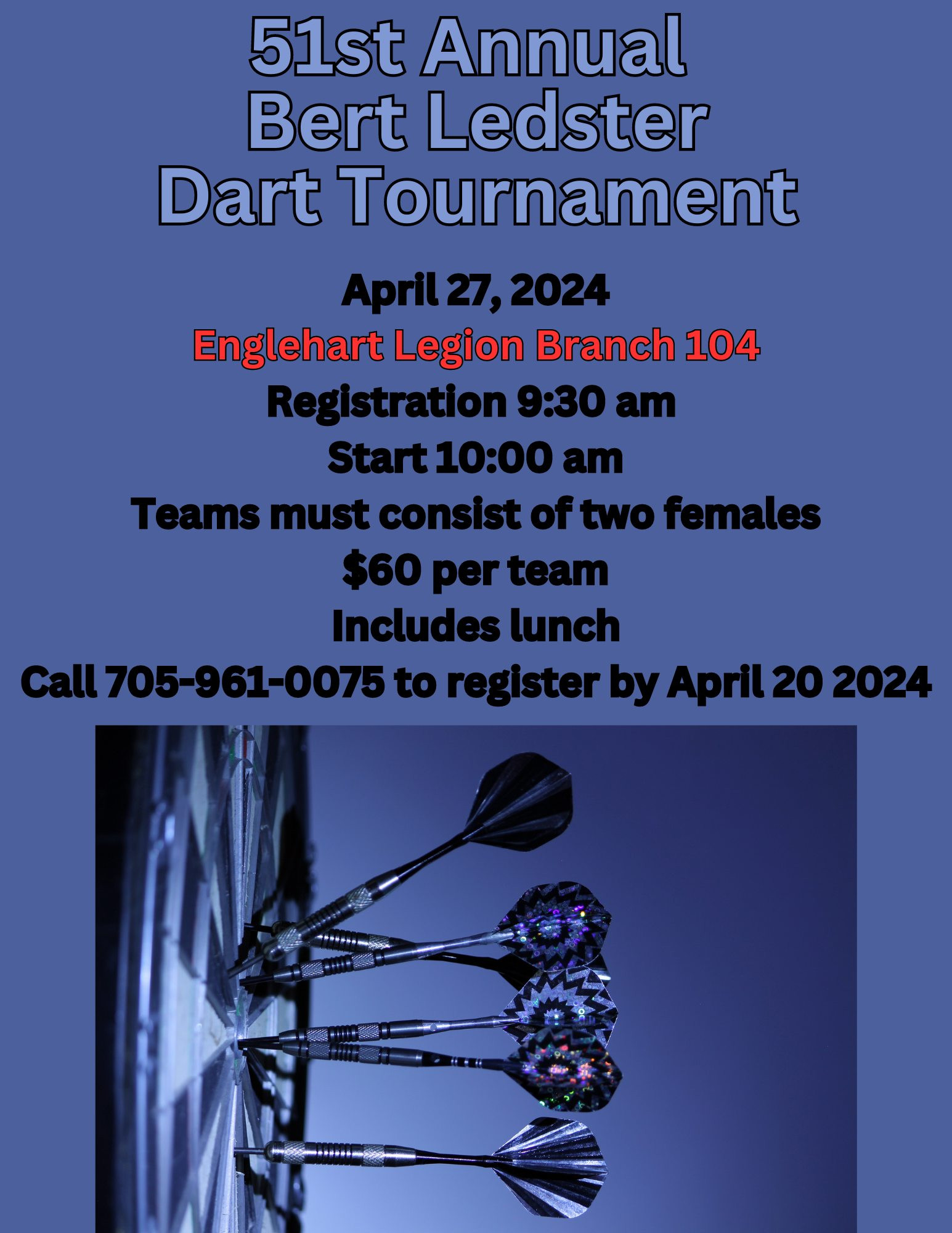 Bert Ledster Dart Tournament April 27 cjklfm