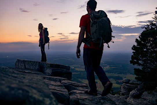 HIking at Pilot Mountain, sunet over the mountains
