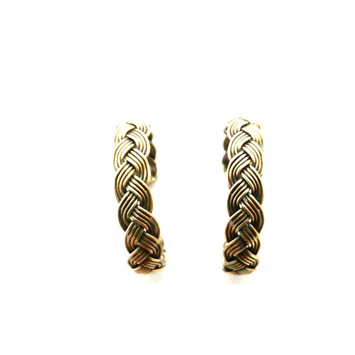 Thumbnail: Navajo Sterling Silver Twisted Rope Hoops #RPE969