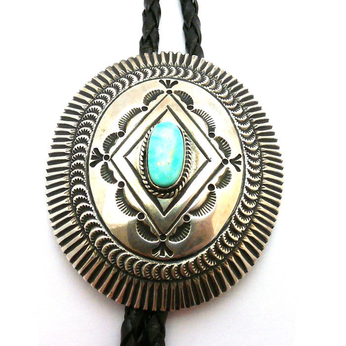 Thumbnail: Leadville Turquoise Navajo Bolo Tie #MAY074