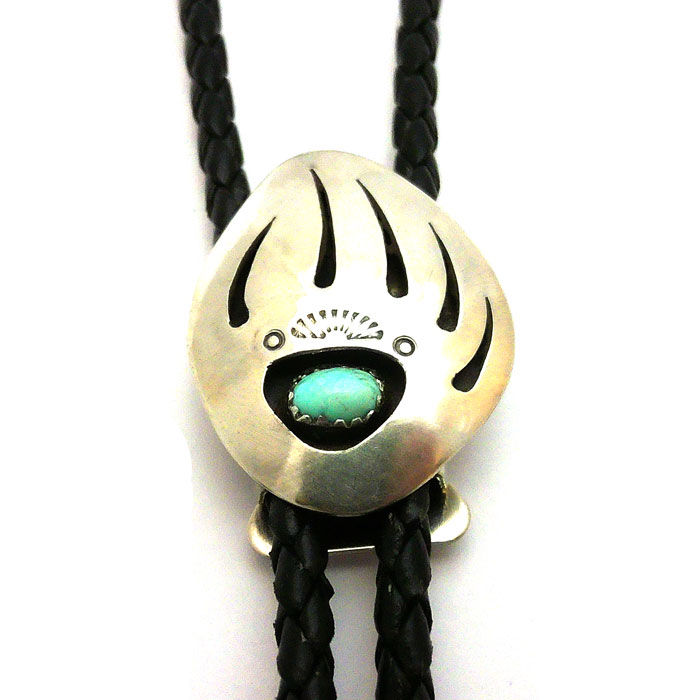 Thumbnail: Small Navajo Bear Paw Bolo Tie #SMB279