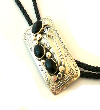 Thumbnail: Wilbart Meyers Black Jet Bolo Tie #BWM068