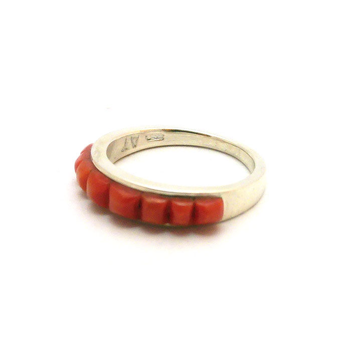 Thumbnail: Red Coral Cobblestone Ring #CRE644