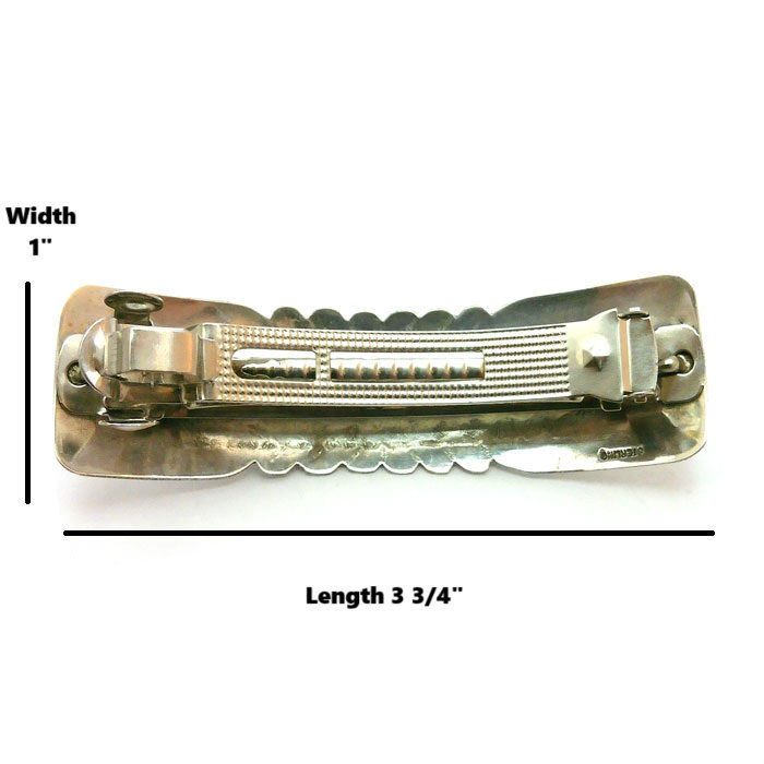 Thumbnail: Sterling Silver & Red Coral Navajo Hair Barrette #ROJ508