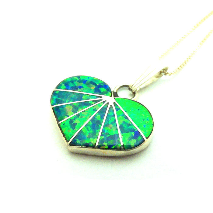 Thumbnail: Zuni Inlay Fire Opal Heart Necklace #VOH605