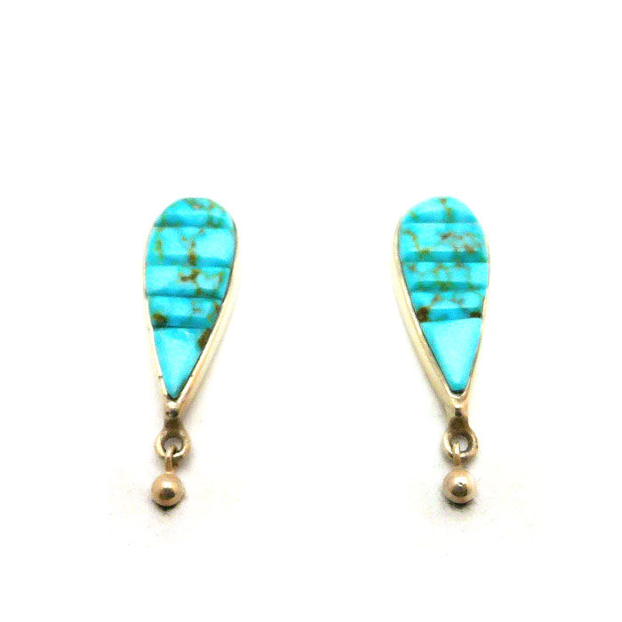 Thumbnail: Turquoise Cobblestone Dangle Earrings #CEB650
