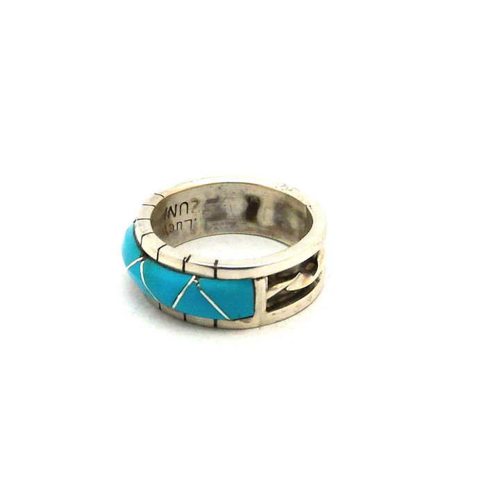 Thumbnail: Zuni Inlay Sleeping Beauty Turquoise Ring #ZTR958