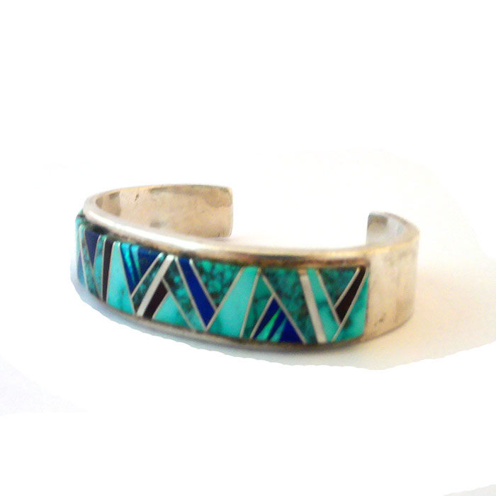 Thumbnail: Navajo Inlay Lapis Lazuli & Turquoise Cuff #LTO106