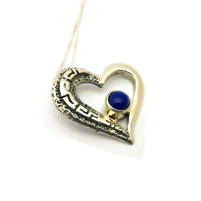 Thumbnail: Navajo Lapis Lazuli Heart Necklace #LHN609