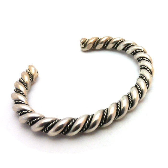 Thumbnail: Double Rope Sterling Silver Navajo  Cuff #GRC941
