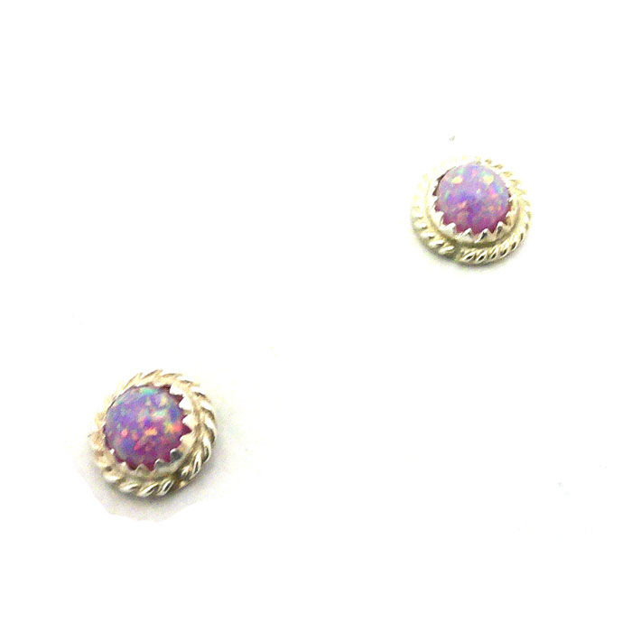 Tiny Purple Fire Opal Zuni Studs #PAL253