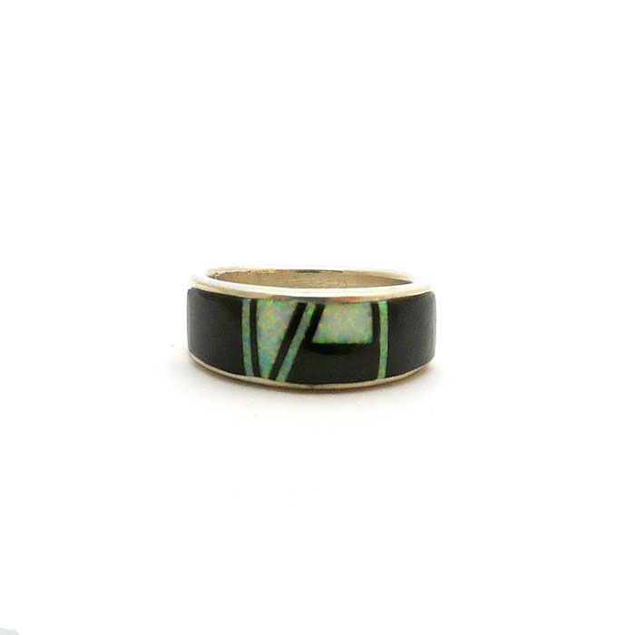Thumbnail: Fired Opal & Black Jet Inlay Ring #BFN111