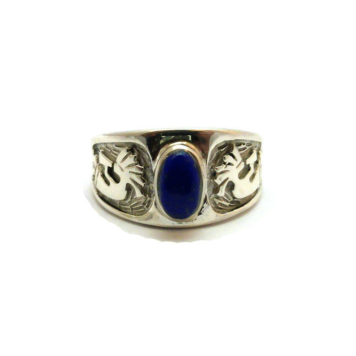 Thumbnail: Lapis Lazuli Kokopelli Navajo Ring #KOP595