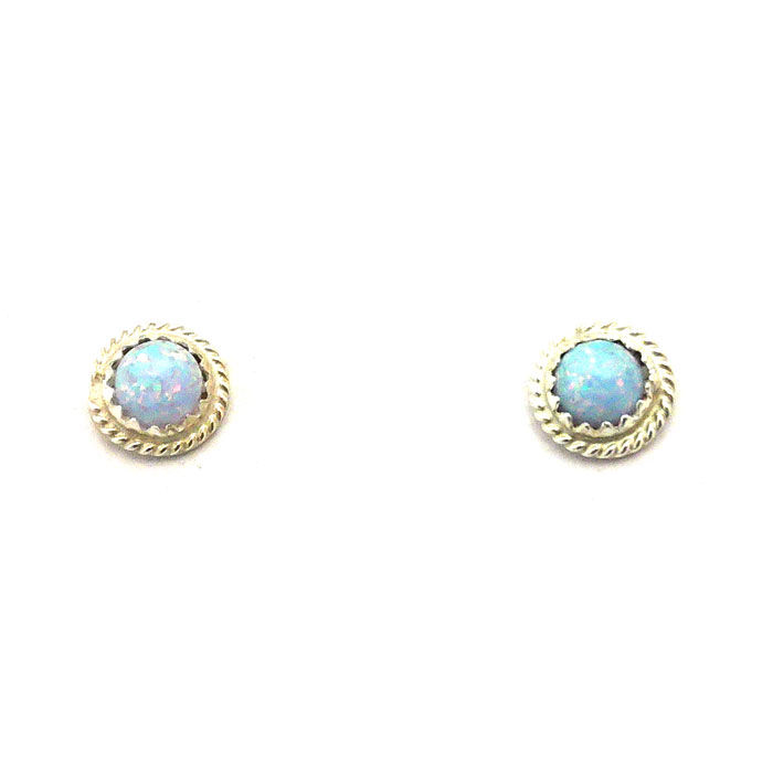 Thumbnail: Zuni Fire Opal Small Stud Earrings #WAB252