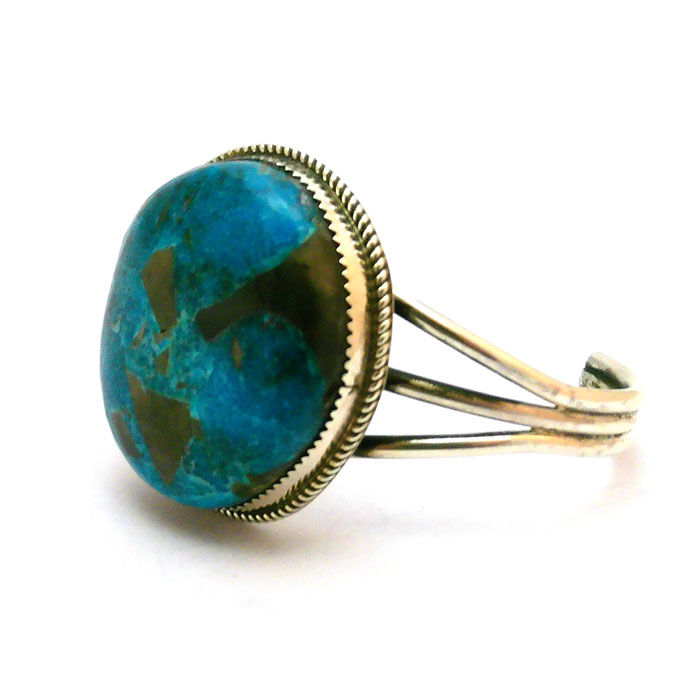 Thumbnail: Big Kingman Turquoise  Cuff By Ray Nez #RRE943