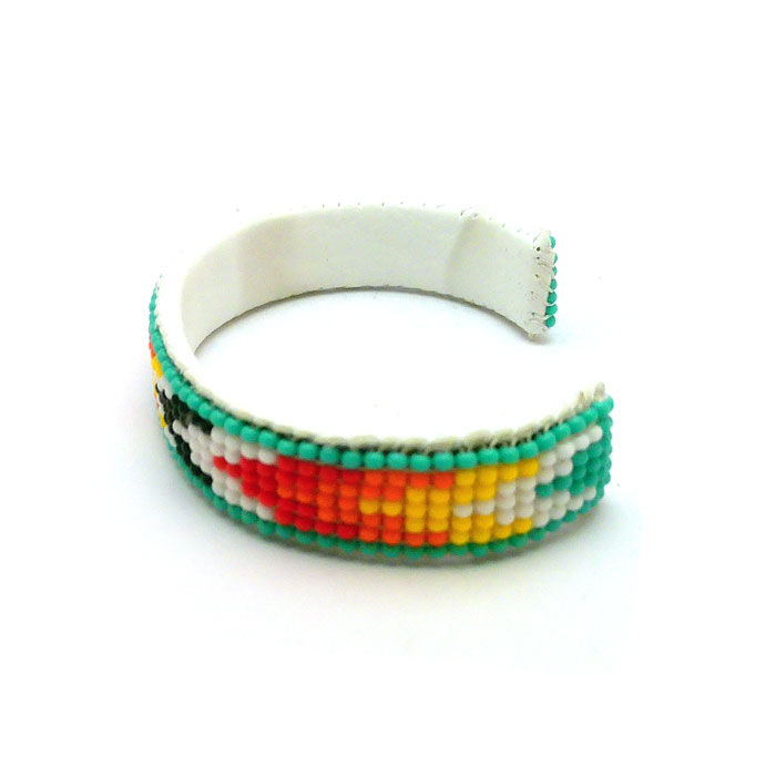 Thumbnail: Navajo Thin Beaded Blue Cuff #AZU841