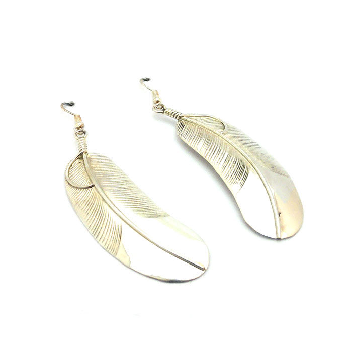 Navajo Sterling Silver Feather Earrings #CHA417