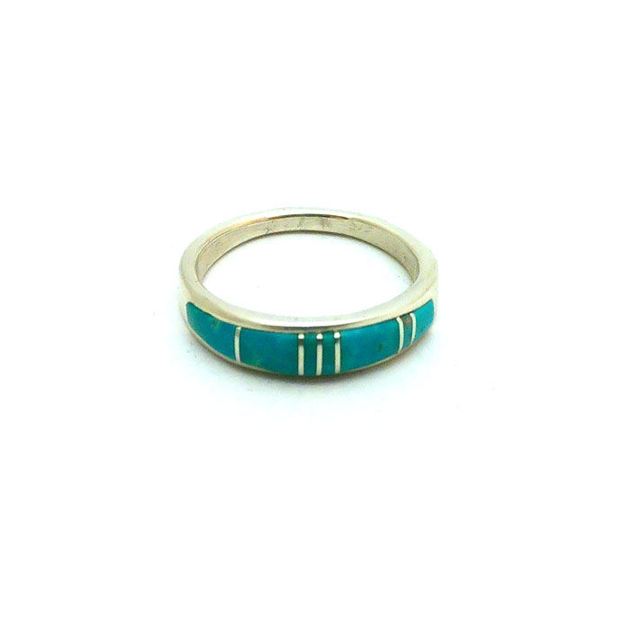 Thumbnail: Sleeping Beauty Turquoise Inlay Band Ring #ATB084