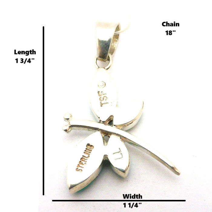 Thumbnail: Navajo Inlay Turquoise Dragonfly Necklace #LLD933