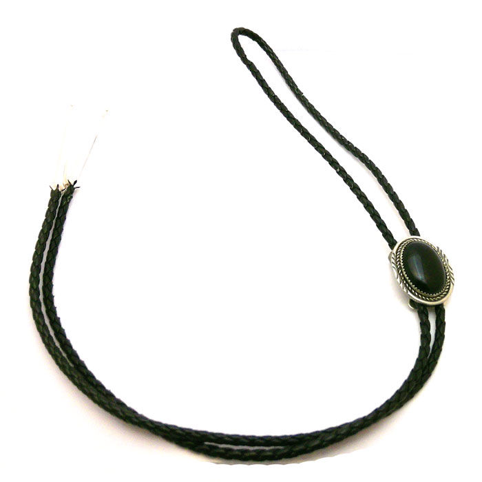 Small Navajo Black Jet Bolo Tie #SMB278
