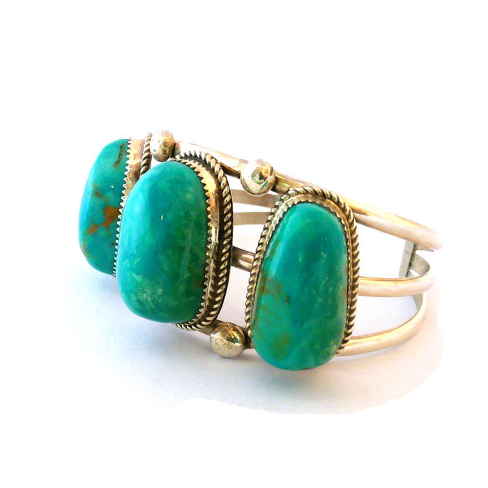 Thumbnail: Navajo Kingman Turquoise Cuff by Ray Nez #RNK955