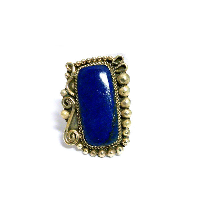Thumbnail: Large Ray Nez Lapis Lazuli & Sterling Silver Ring #LSR019