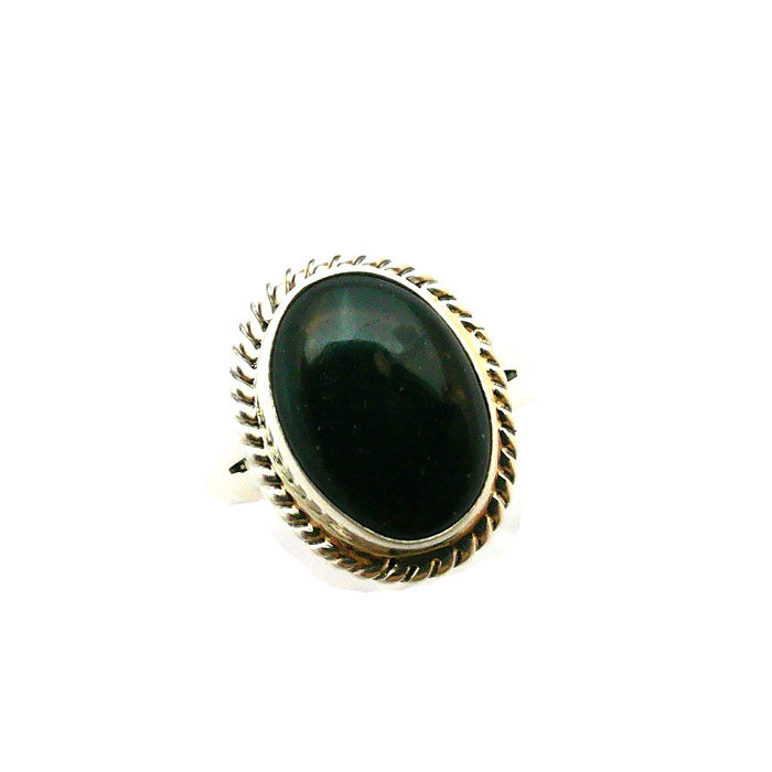 Navajo Sterling Silver Obsidian Ring #OBS247