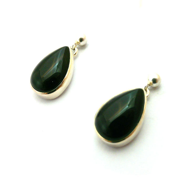 Thumbnail: Black Jet Tear Drop Navajo Earrings #DAR418